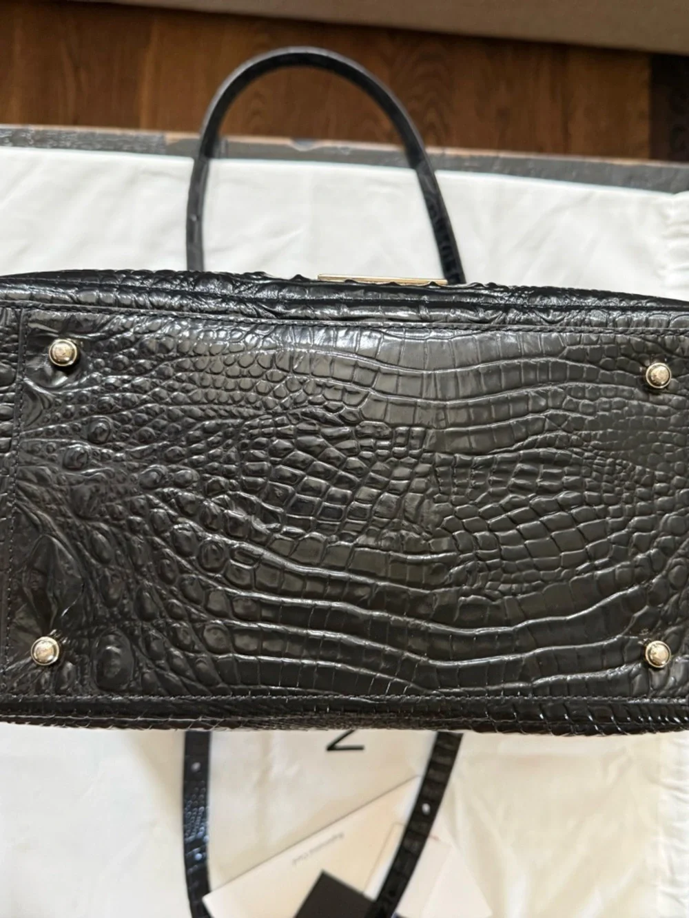Brahmin Ashlee Tote Black Croc Embossed Leather EUC Like New Large Bag - Picture 5 of 12